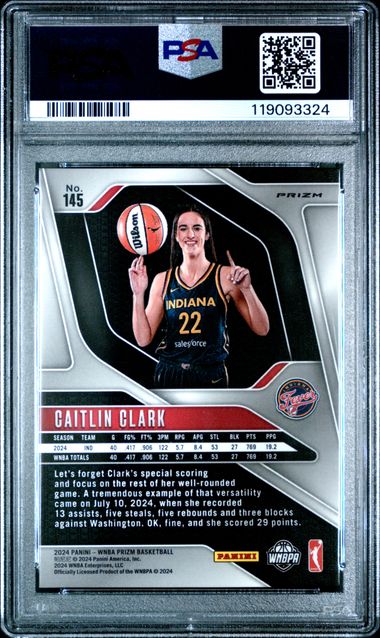2024 Prizm WNBA Caitlin Clark WNBA Logo Prizm #145 PSA 9