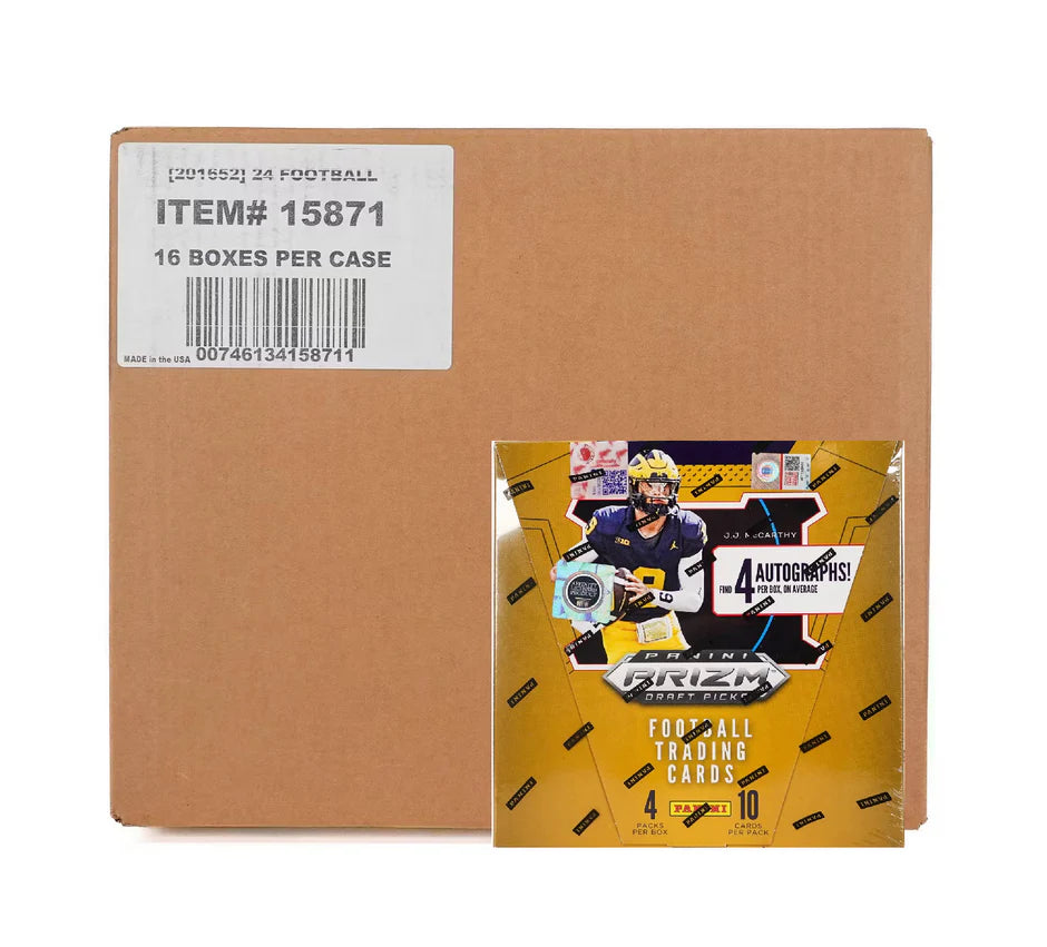 2024 Panini Prizm Draft Picks Collegiate Football Hobby Box 16 Box Case