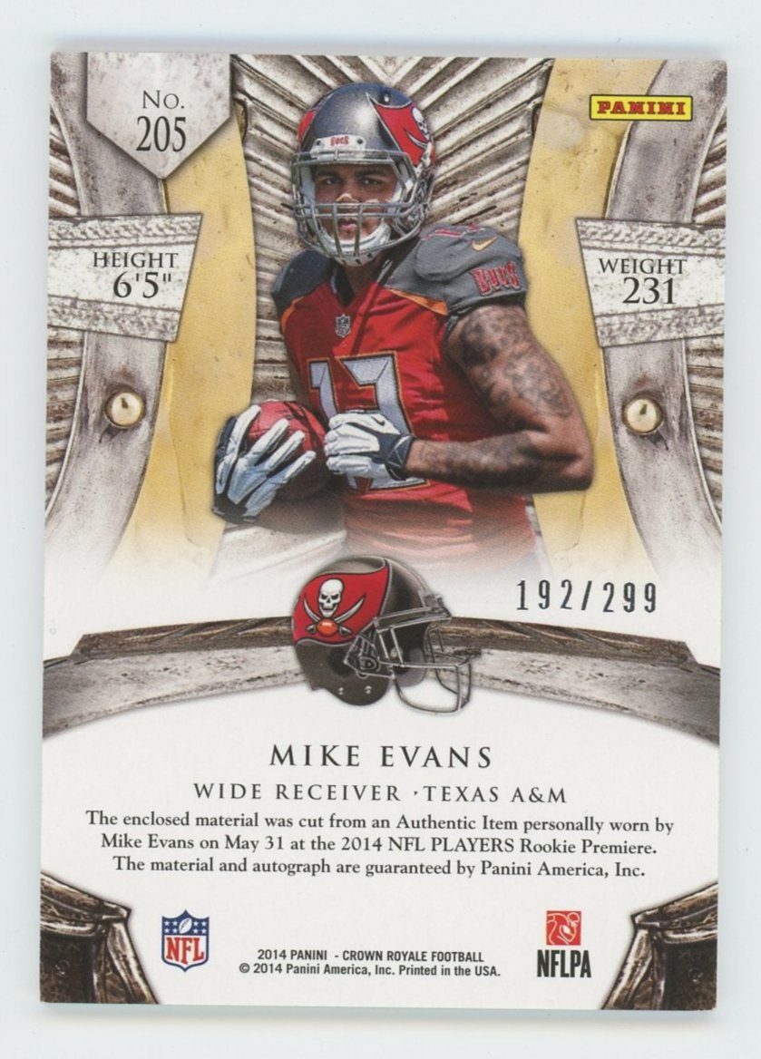 2014 MIKE EVANS CROWN ROYALE FOOTBALL RPA SILHOUETTES #192/299