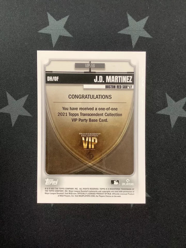 2021 TOPPS TRANSCENDENT VIP PARTY EXCLUSIVE 1/1 J.D. MARTINEZ BOSTON RED SOX