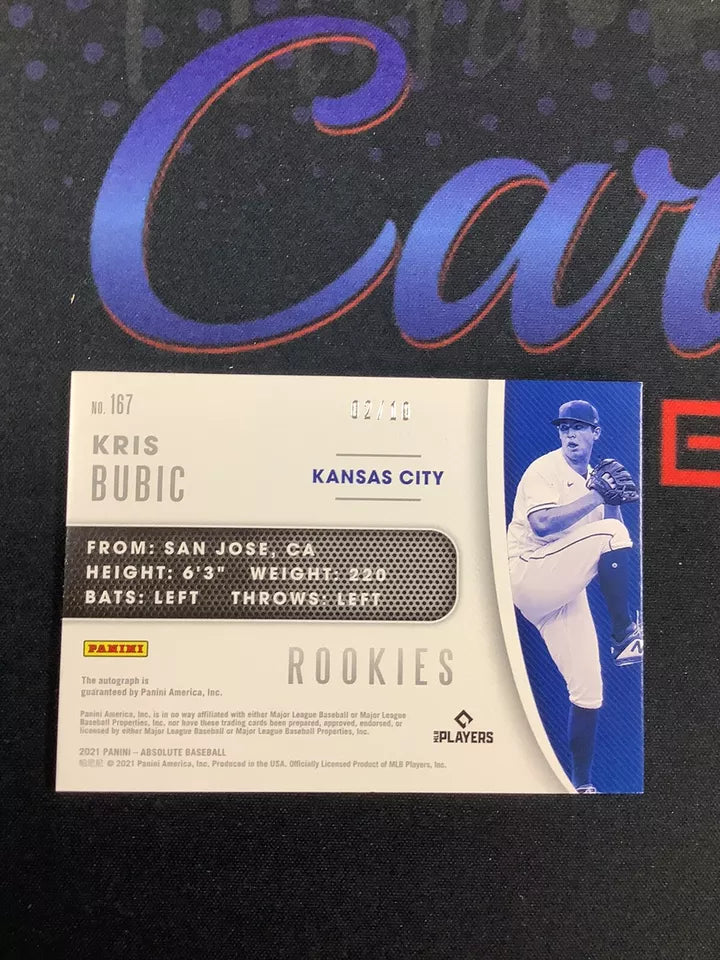 2021 ABSOLUTE BASEBALL MATERIAL SIGNATURE GOLD KRIS BUBIC 2/10 #167