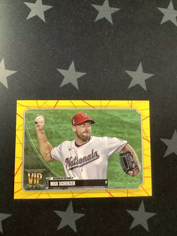 2021 TOPPS TRANSCENDANT VIP YELLOW MAX SCHERZER VIP-55 1 OF 1