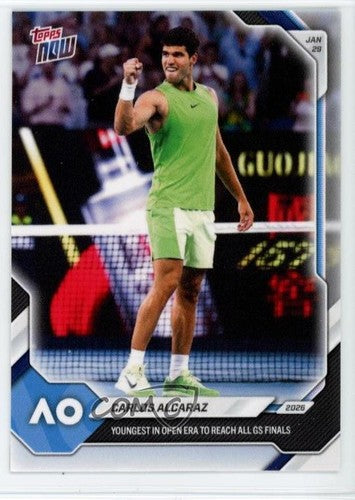 2026 Topps Now Carlos Alcaraz No. 8 Youngest to Reach All GS Finals