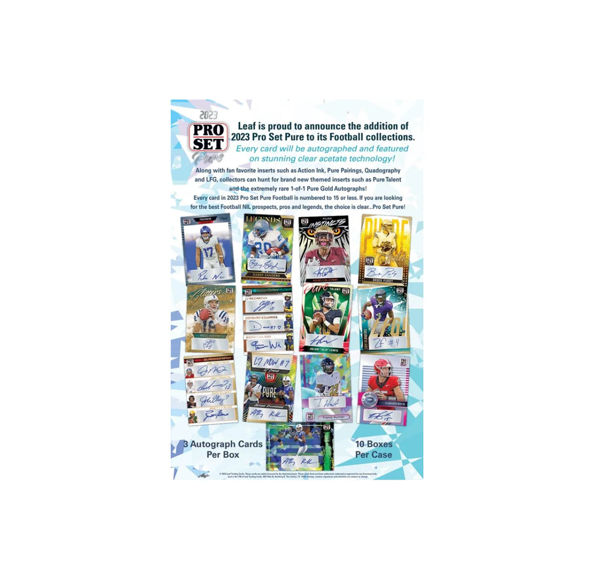 2023 Pro Set Pure Football Hobby Box 10-Box Case