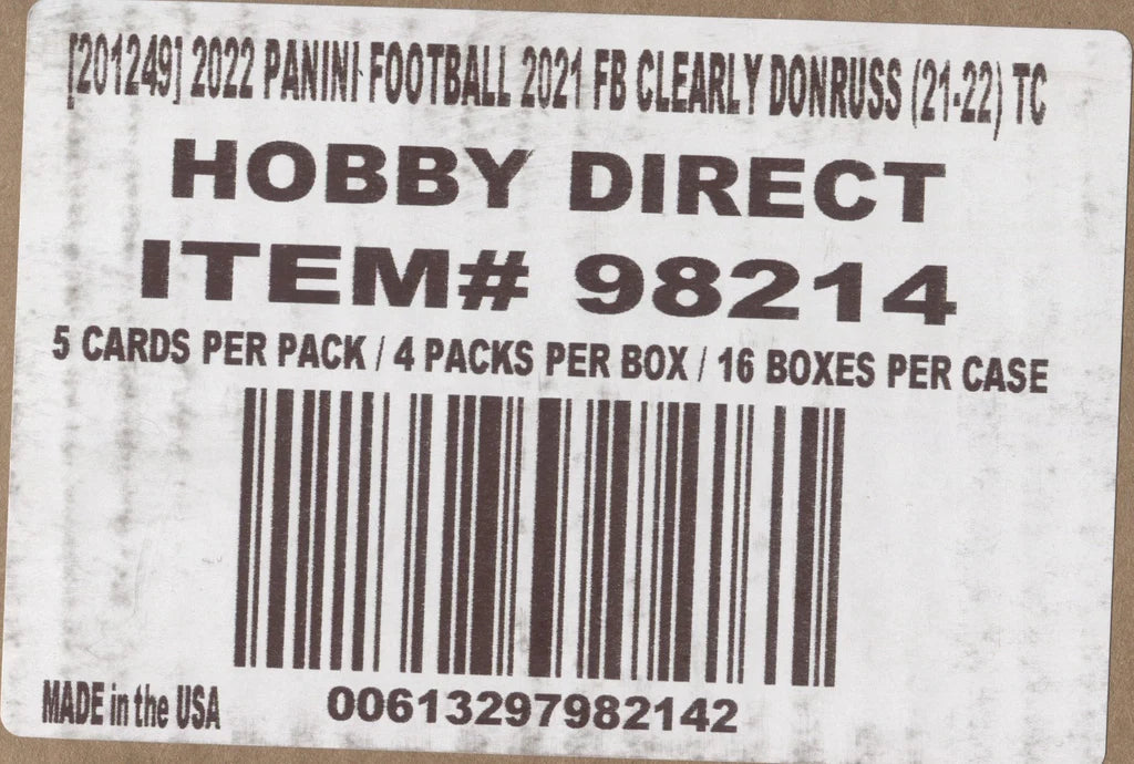 2021 Panini Clearly Donruss Football Hobby 16 Box Case