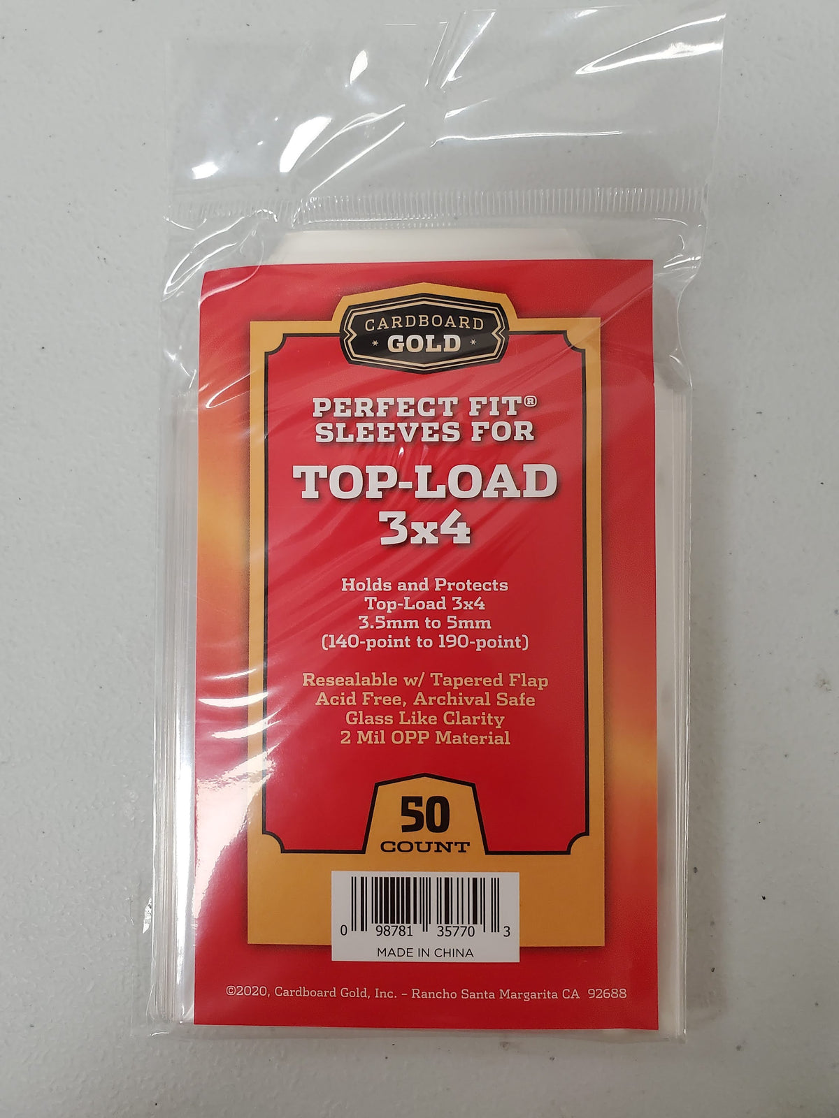 Cardboard Gold Perfect Fit Sleeves For Top-Load 3x4 (140pt to 190pt)