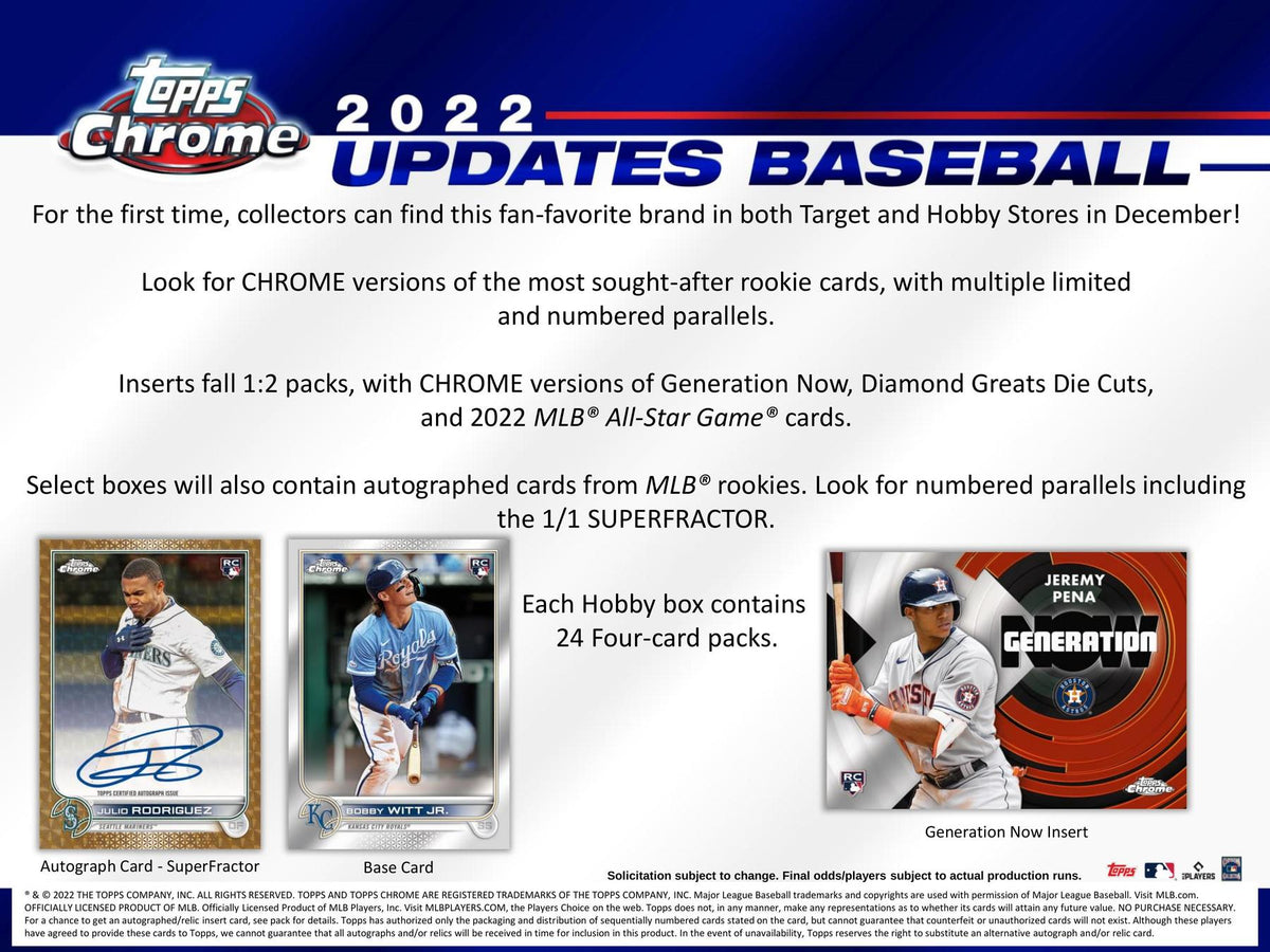 2022 Topps Chrome Update Baseball Factory Sealed Hobby Box