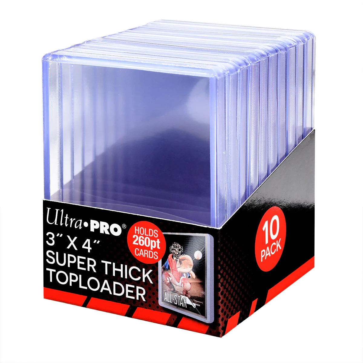 Ultra Pro 3" x 4" Super Thick 260 pt Clear Regular Toploader 10ct Pack
