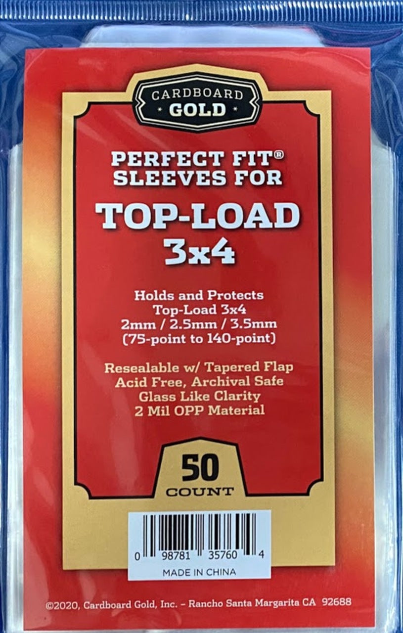 Cardboard Gold Perfect Fit Sleeves For Top-Load 3x4 (75pt to 140pt)