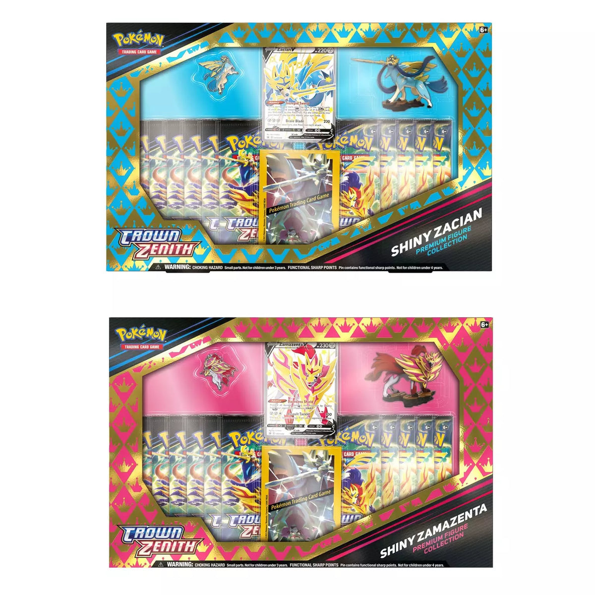 Pokemon Crown Zenith Zacian and Zamazenta Premium Figure Collection 2 Box Lot
