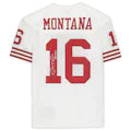 Joe Montana San Francisco 49ers Autographed White Mitchell &amp; Ness Authentic Jersey with &quot;HOF 2000&quot; Inscription